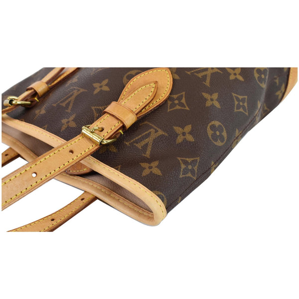 LOUIS VUITTON Petit Bucket Monogram Canvas Shoulder Bag Brown