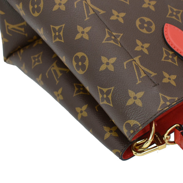 LOUIS VUITTON Flower Monogram Canvas Tote Bag Red