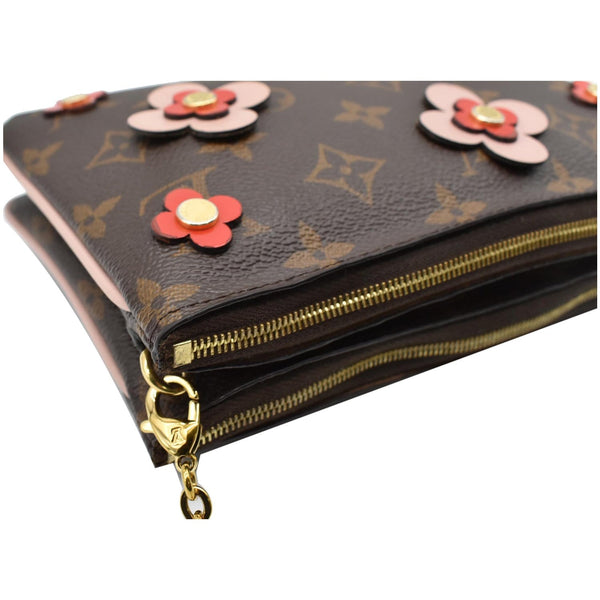 LOUIS VUITTON Blooming Flowers Pochette Monogram Canvas Chain Crossbody Bag Brown