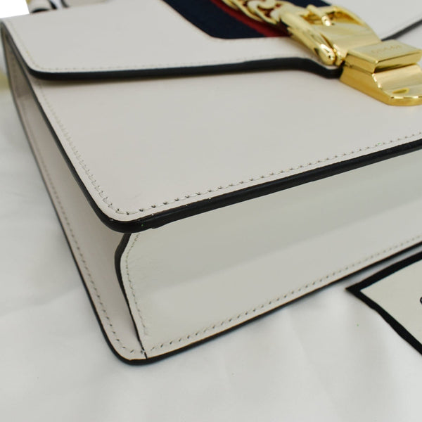 Gucci Sylvie Small Leather Shoulder Bag White 421882