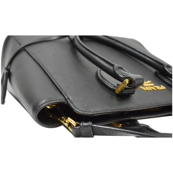 PRADA Borsa A Mano Saffiano Leather Tote Shoulder Bag Black