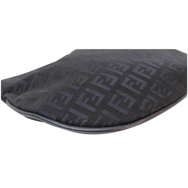 FENDI FF Zucchino Small Oyster Shoulder Bag Black