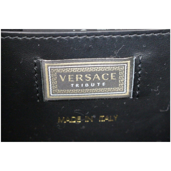 VERSACE Hearts Embellished Leather Shoulder Bag Black