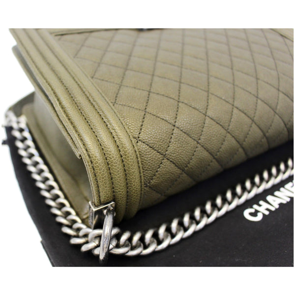 Chanel Boy Medium Flap Caviar Leather Shoulder Bag - chanel chain