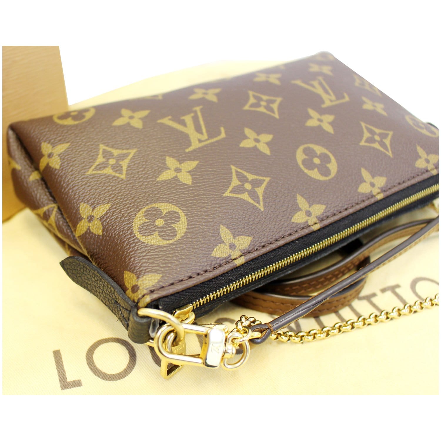 Louis Vuitton Clutch Monogram in Coated Canvas with Gold-tone - US
