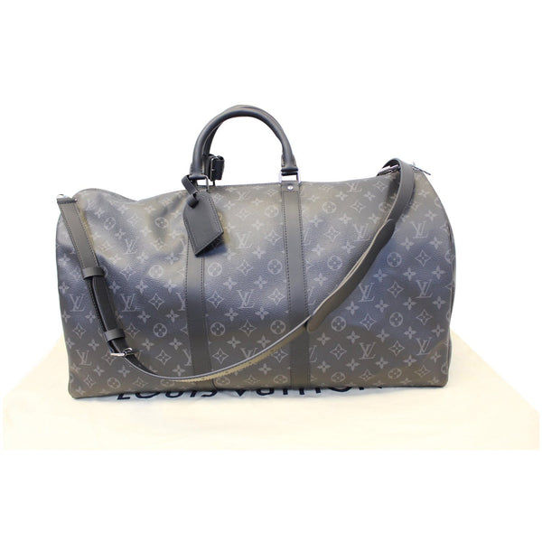LOUIS VUITTON Keepall 55 Bandouliere Monogram Eclipse Travel Bag Black/Grey