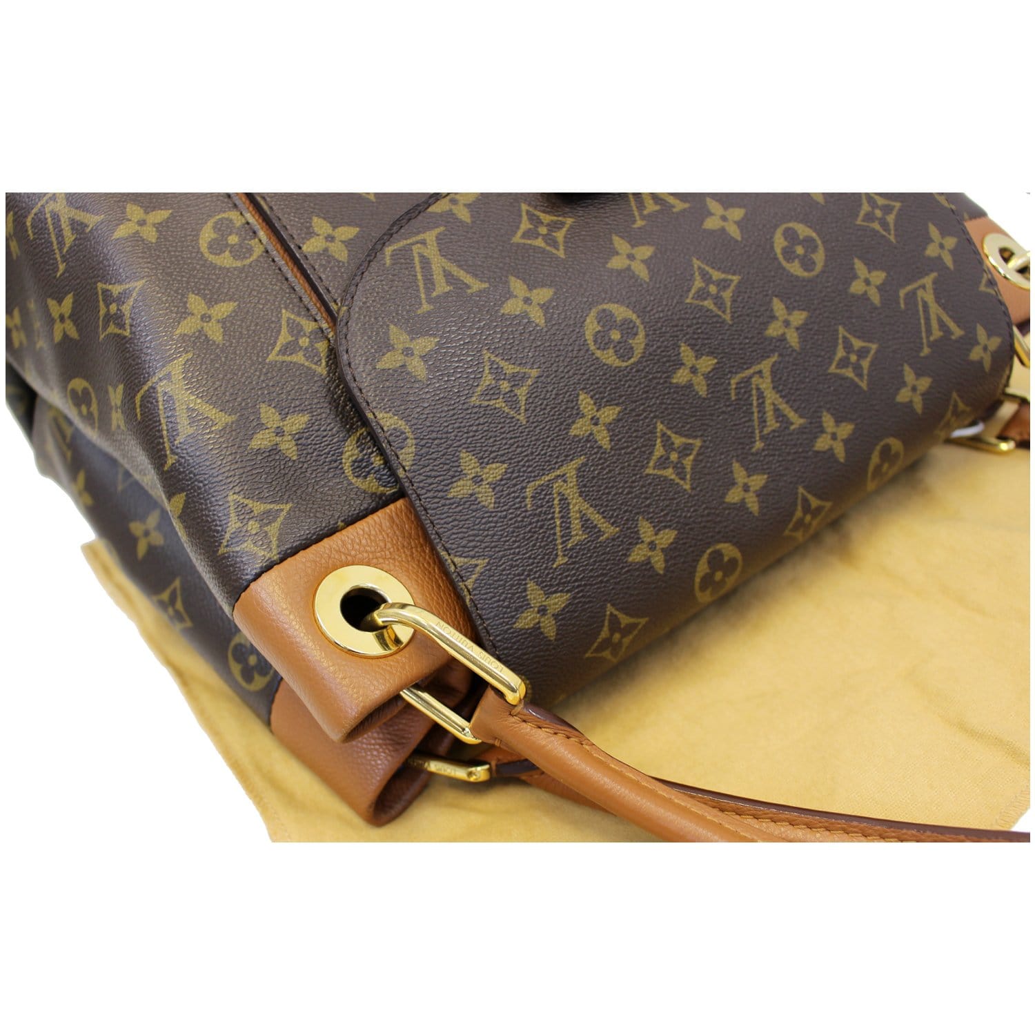 Pre Loved Louis Vuitton Camel Olympe Monogram Canvas Leather Hand Shou –  Bluefly