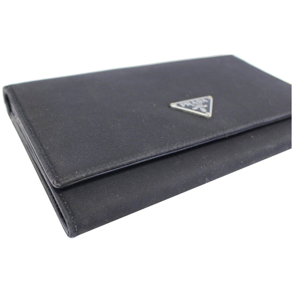 Prada Nylon Wallet | Bifold Long Black Wallet -  Left Look