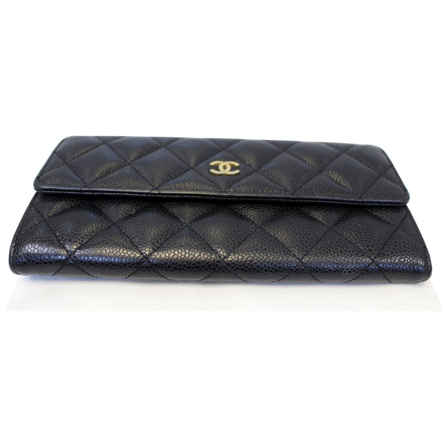 Chanel Black Caviar CC Logo L-Gusset Zip Around Wallet Long Zippy Leather  ref.393447 - Joli Closet