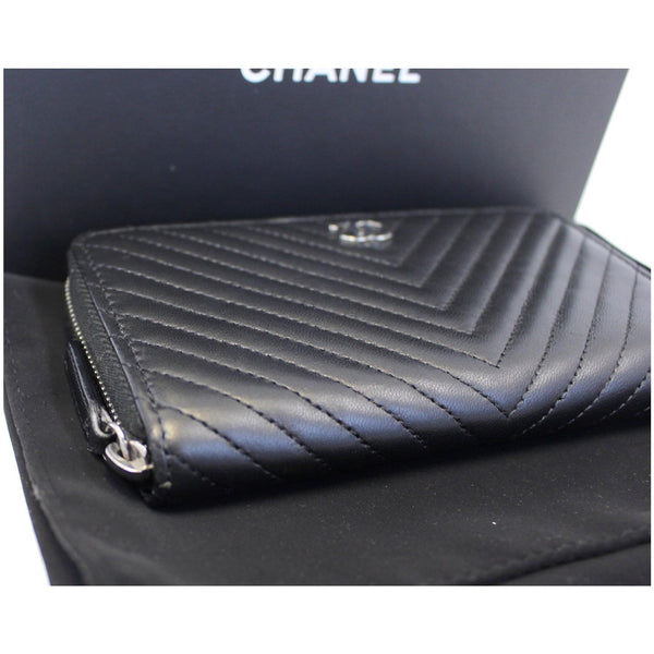 Chanel Wallet Lambskin Chevron Quilted Zip - front view