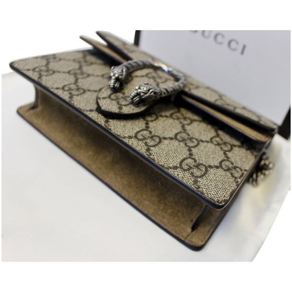 GUCCI Dionysus Super Mini GG Supreme Canvas Shoulder Crossbody Bag Taupe