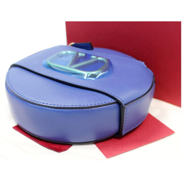 VALENTINO VLogo Round Calfskin Crossbody Bag Blue - Final Sale