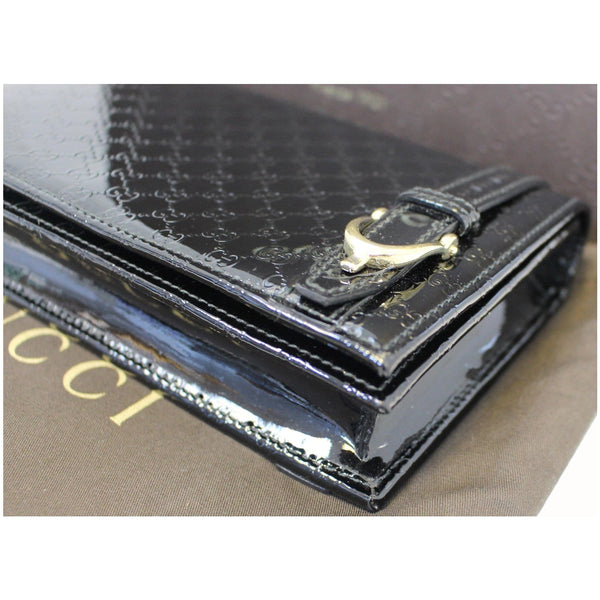 GUCCI Micro GG Patent Leather Clutch Crossbody Bag 354086