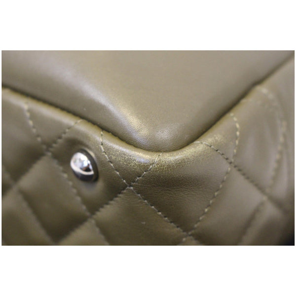 CHANEL Cambon Line Leather Shoulder Bag Dark Green