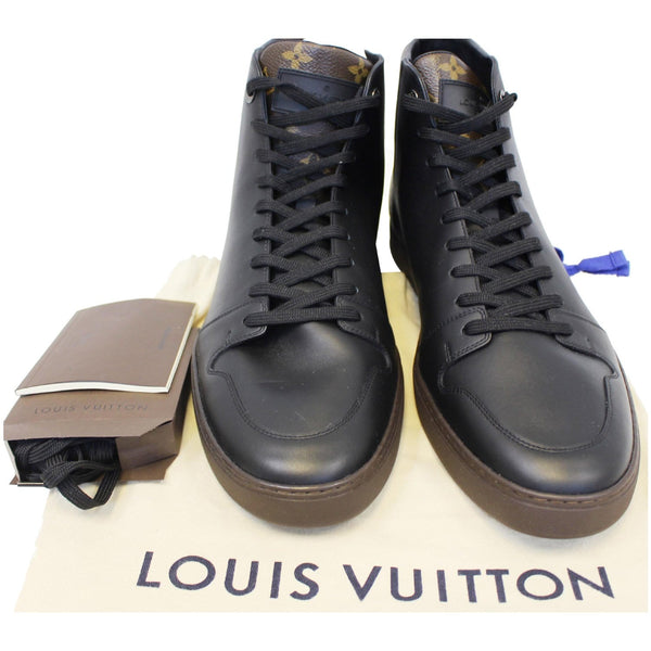 LOUIS VUITTON Line Up Monogram High Top Sneakers Black US 13