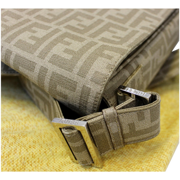 FENDI Zucca Flap Messenger Crossbody Bag Taupe