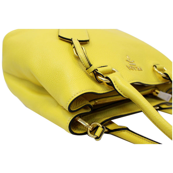 Prada Vitello Phenix Leather Tote Bag Yellow For Women down view