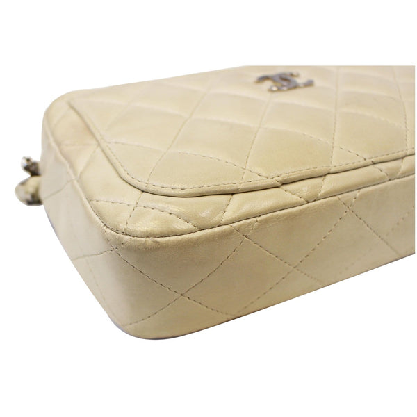 CHANEL Quilted Leather Camera Chain Bag White-US