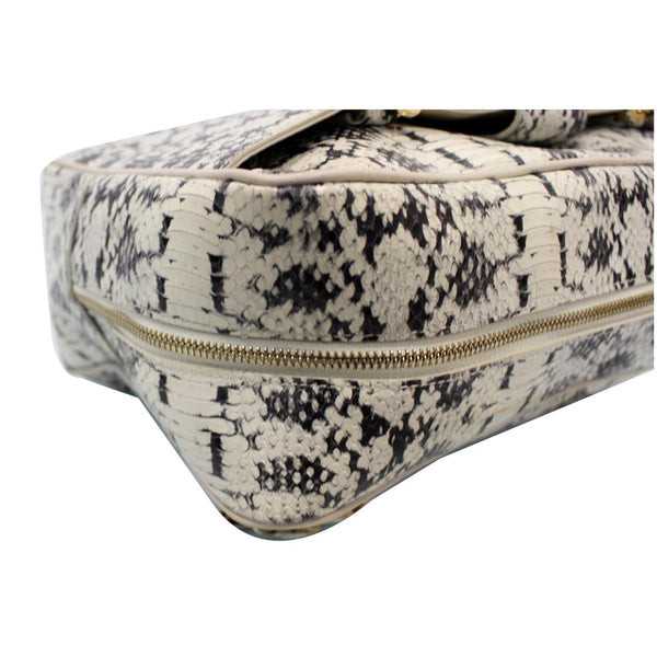 VERSACE Python Embossed Satchel Bag White/Black