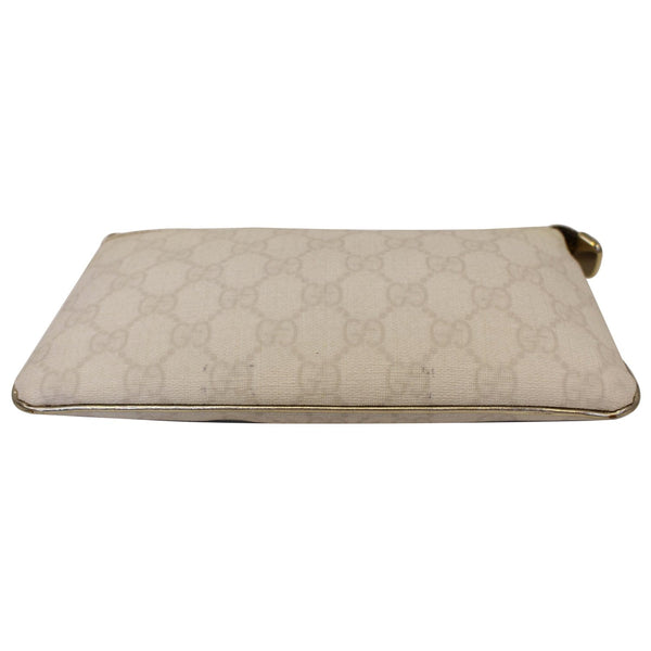 Gucci Clutch Bag GG Canvas Wristlet Pochette White - front view