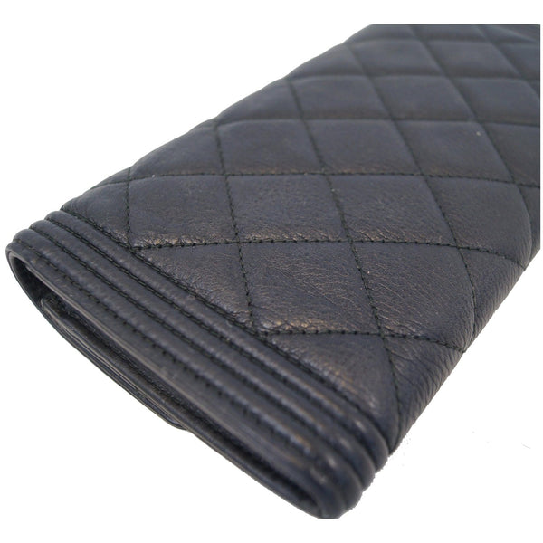 Chanel Boy Large Flap Lambskin Leather Wallet Black exterior 