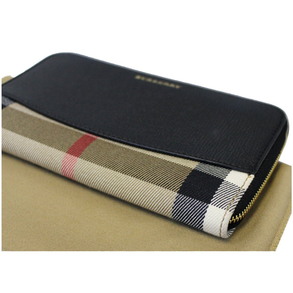 BURBERRY Haymarket Leather Canvas Continental Wallet Balck
