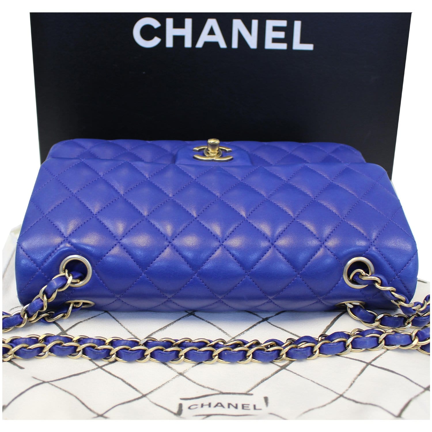 Chanel Blue Leather Classic Double Flap bag Chanel