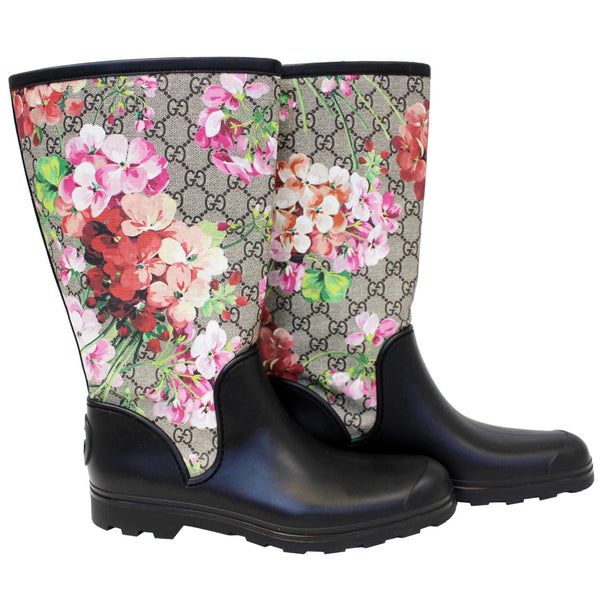Gucci Flat Rubber Boots GG Supreme Monogram Blooms for women