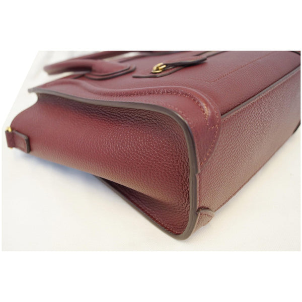 CELINE Nano Luggage Calfskin Leather Shoulder Bag Light Burgundy