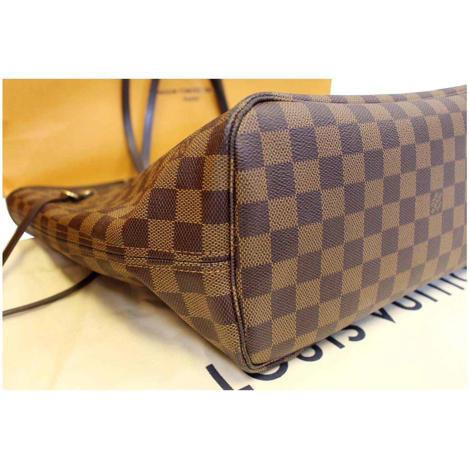 Louis Vuitton Damier Leather Fabric Brown Neverfull Pouch 1015