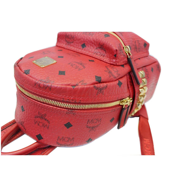 MCM Mini Stark Side Stud Backpack Bag Red - side view
