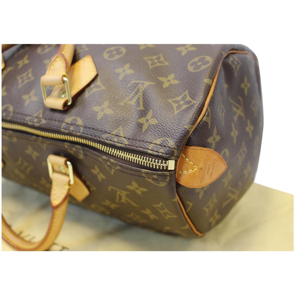 LOUIS VUITTON Speedy 35 Monogram Canvas Satchel Bag Brown