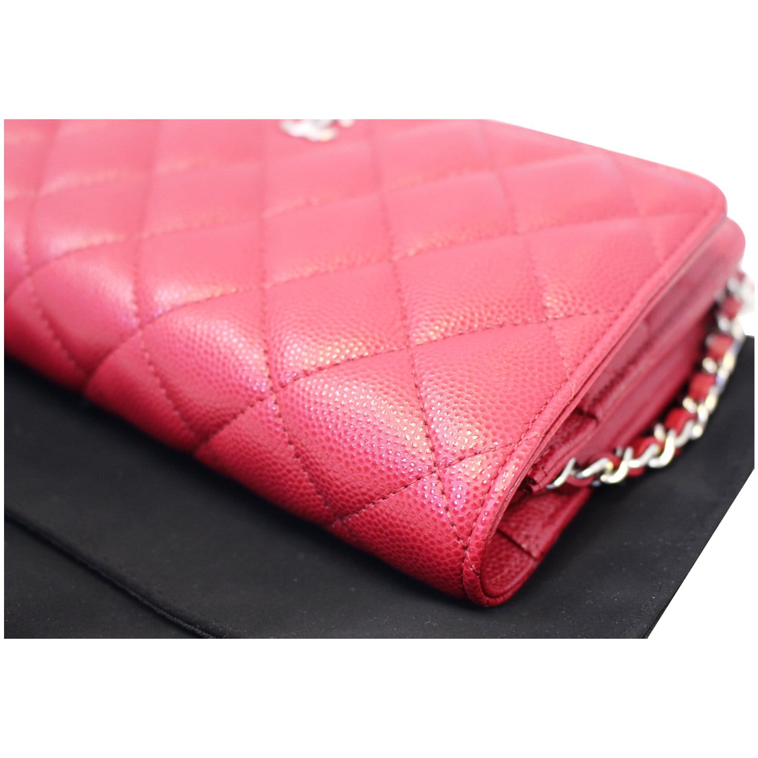 CHANEL Wallet On Chain WOC Caviar Leather Clutch Crossbody Bag Red-US