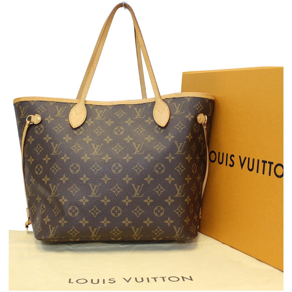 LOUIS VUITTON Neverfull MM Monogram Canvas Tote Shoulder Bag Brown