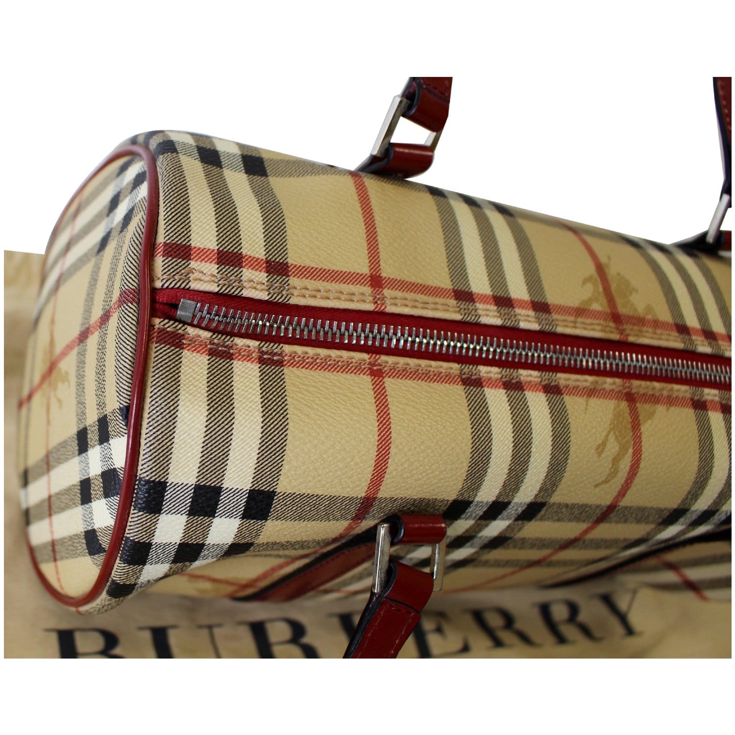 Burberry Coated Canvas Top Handle Briefcase Check Bag Shoulder 