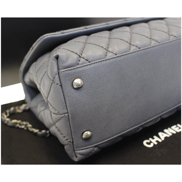 CHANEL Coco Handle Caviar Quilted Leather Shoulder Bag Grey