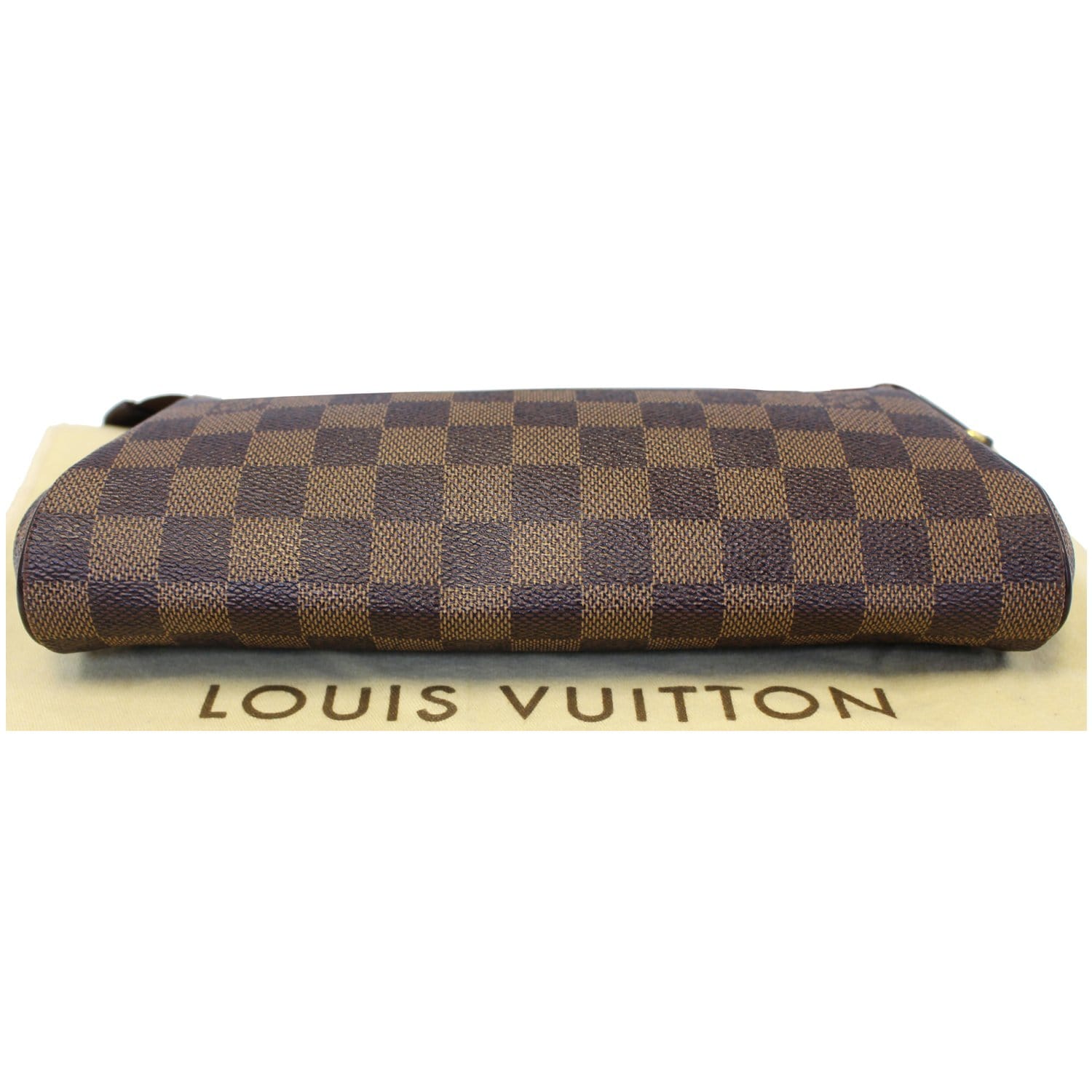 Authentic Louis Vuitton Brown Pochette Ascot Damier Clutch W/Keys