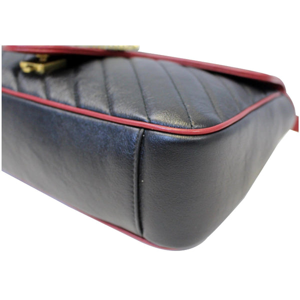 GUCCI GG Marmont Matelasse Leather Shoulder Bag Black/Red 443496