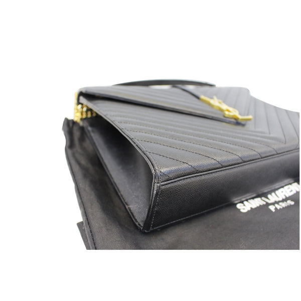 YVES SAINT LAURENT Large Envelope Grain De Poudre Chain Shoulder Bag Black
