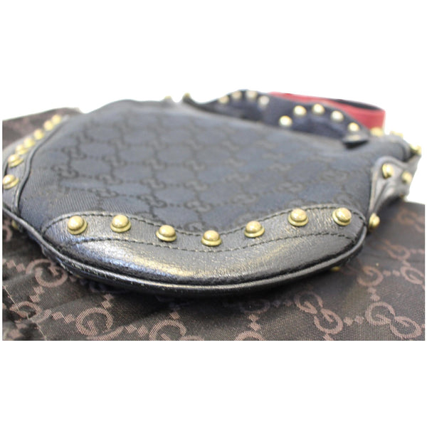 Gucci Pelham Small GG Canvas Studded Shoulder Bag Black