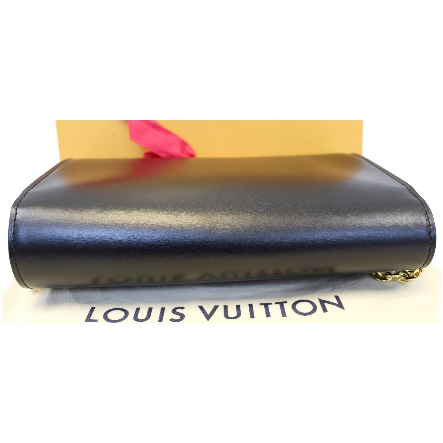 LOUIS VUITTON Calfskin Golden Chain Louise GM Noir Luxury Black Bag Purse