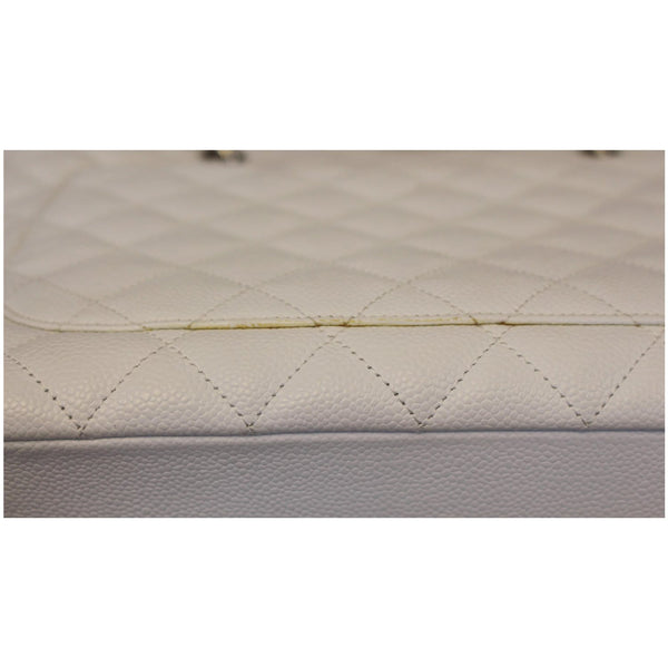 Chanel Tote Bag Grand Shopping Caviar Leather in White interior