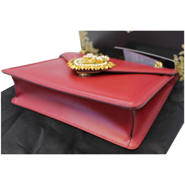 DOLCE & GABBANA Devotion Mini Leather Crossbody Bag Red