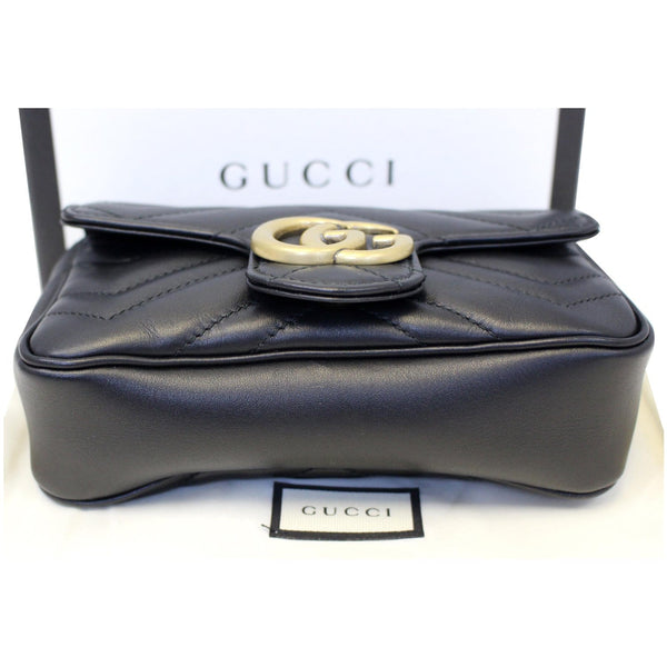 GUCCI GG Marmont Matelasse Leather Super Mini Crossbody Bag Black