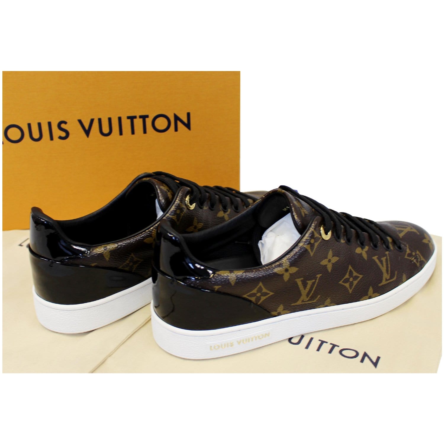 Louis Vuitton Monogram Canvas and Patent Leather Frontrow Sneakers Size  38.5 at 1stDibs