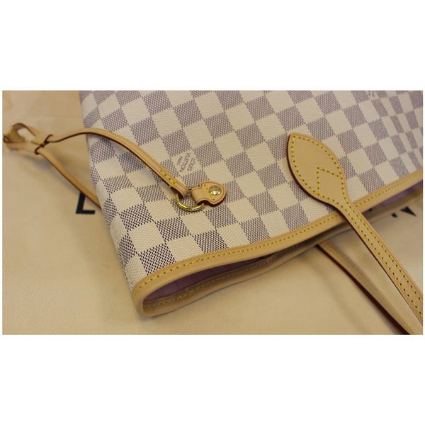 LOUIS VUITTON Neverfull MM Damier Azur Tote Shoulder Bag White