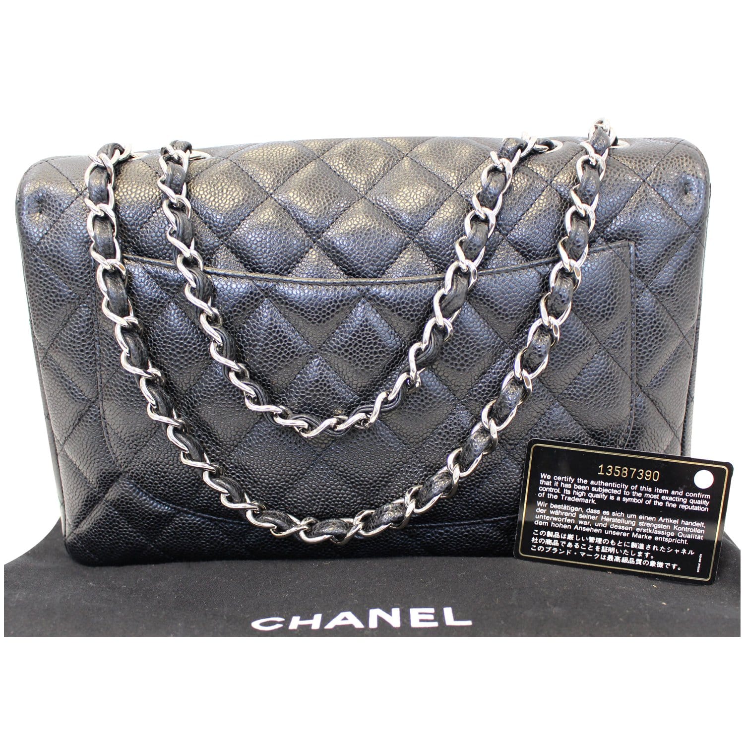 Timeless Chanel Classic Single Flap Jumbo Black Lambskin Silver