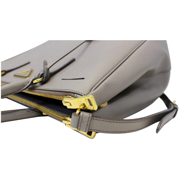 PRADA Saffiano Double Zip Executive Tote Shoulder Bag Grey-US