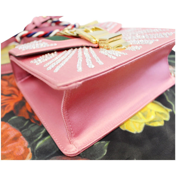 Gucci Shoulder Bag Mini Sylvie Satin Crystal Peony - left view