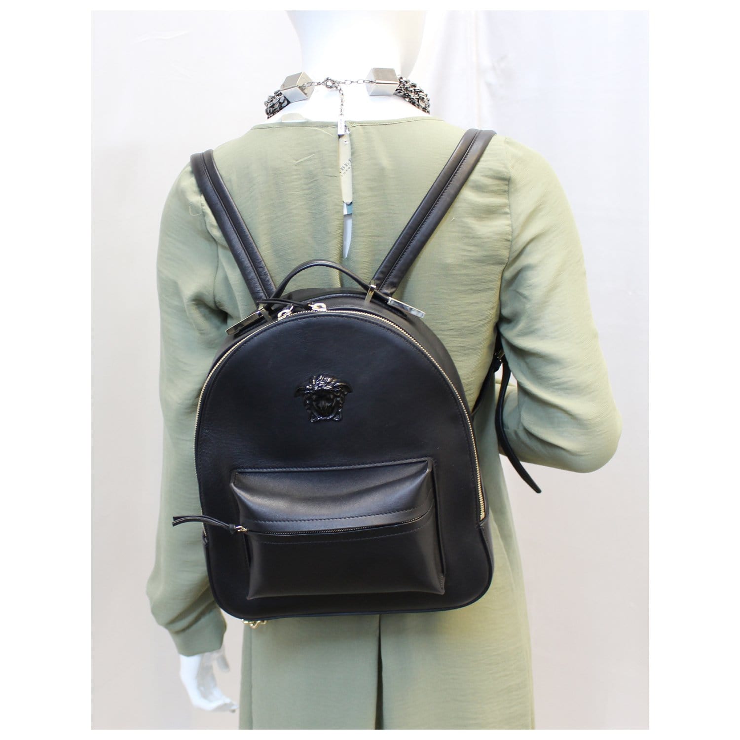 barocco pattern leather palazzo backpack Versace Nappa Leather Palazzo Backpack Black-US